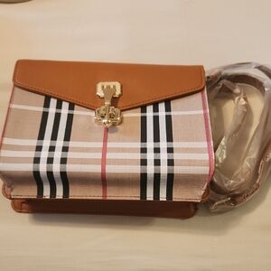 Elegant Tan and Plaid Women's Bag